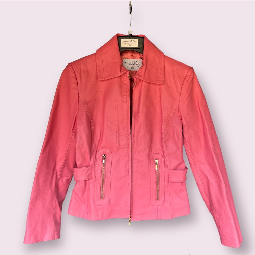 Vintage Pamela McCoy Leather Jacket- Pink XS